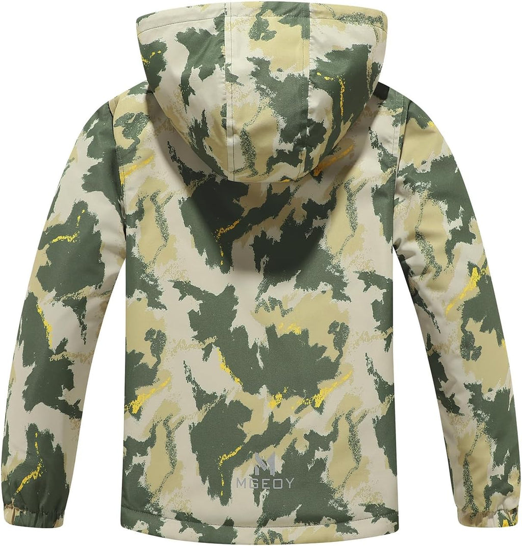 MGEOY Kids Rain Jacket, Waterproof Lightweight Hooded Windbreaker for Boys Girls 4-16Y