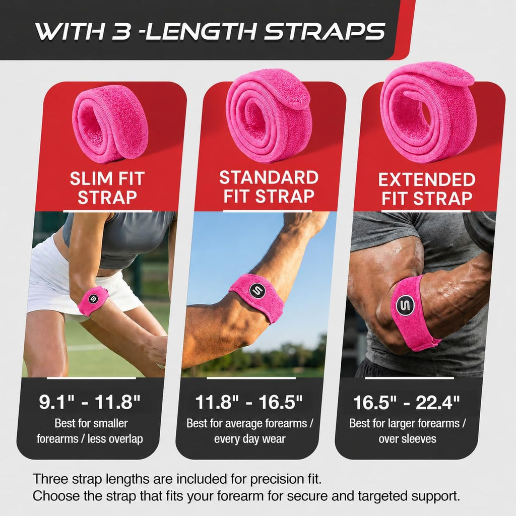 Sleeve Stars Tennis Elbow Brace for Men & Women, Elbow Brace for Tendonitis, Tennis Elbow Strap, Golfers Elbow Brace, Elbow Support Wrap for Tennis Elbow Relief, Fits 9"-23" (Pair/Hot Pink)