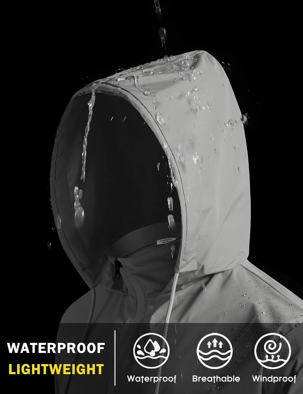 COOFANDY Men's Light Rain Jacket Packable Waterproof Raincoat Windbreaker