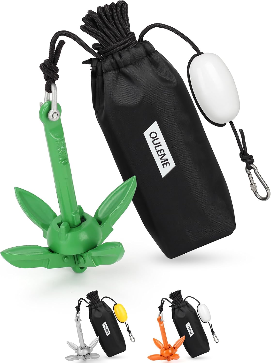 OULEME 1.5/3.5 LB Folding Grapnel Anchor Kit with 40 FT Rope & Buoy, for Boat, Kayak, Canoe, Small Watercraft, SUP, PWC, Jet Ski, Inflatable Paddle Board