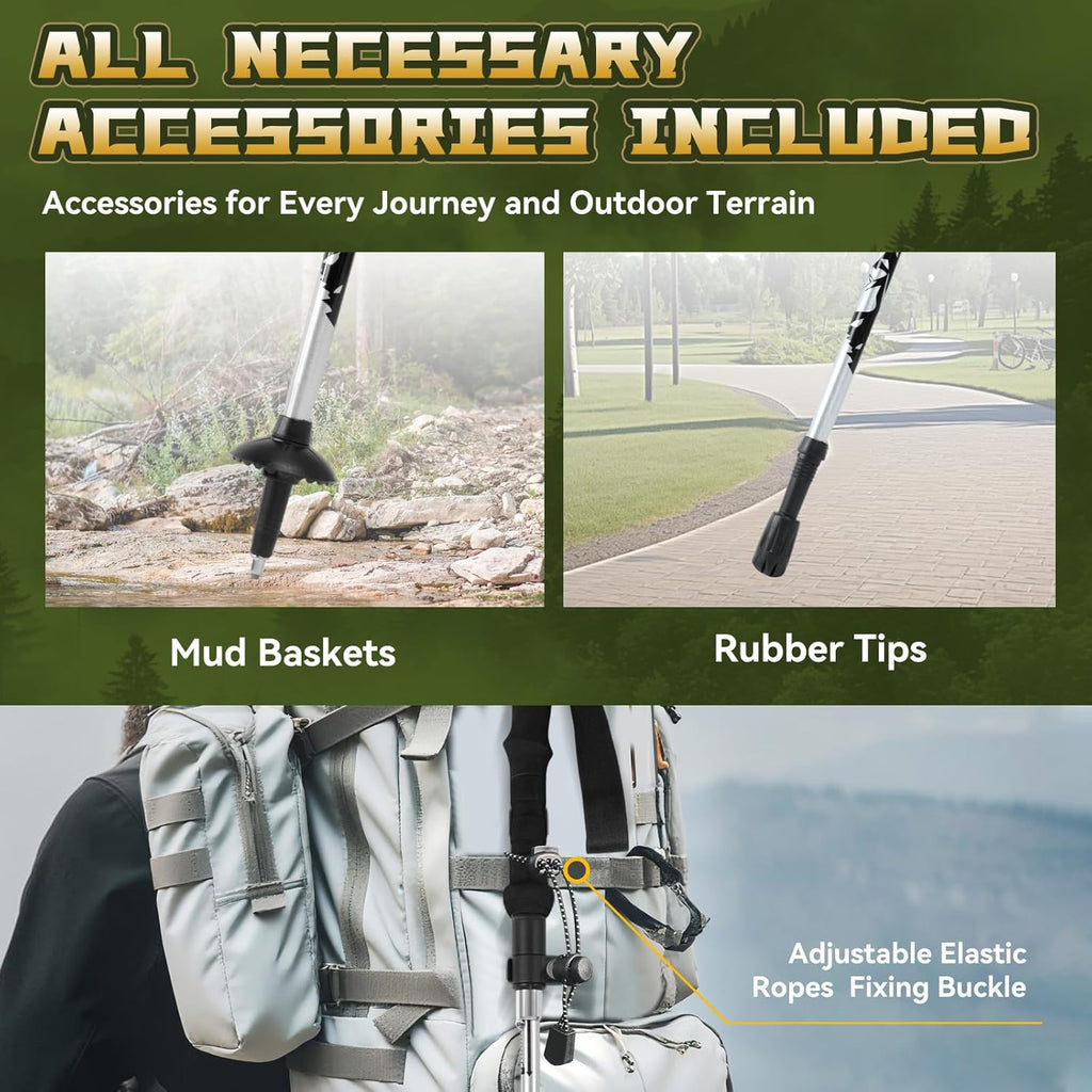 Single Collapsible Trekking Pole （1 Pack） Hiking Essentials