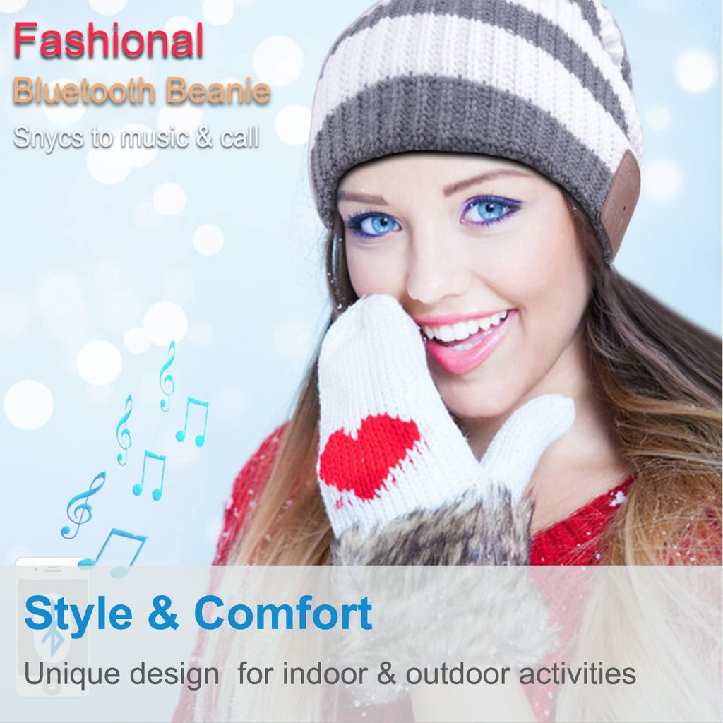 Rotibox Bluetooth Beanie Hat with Headphones for Outdoor Sports Xmas Gifts