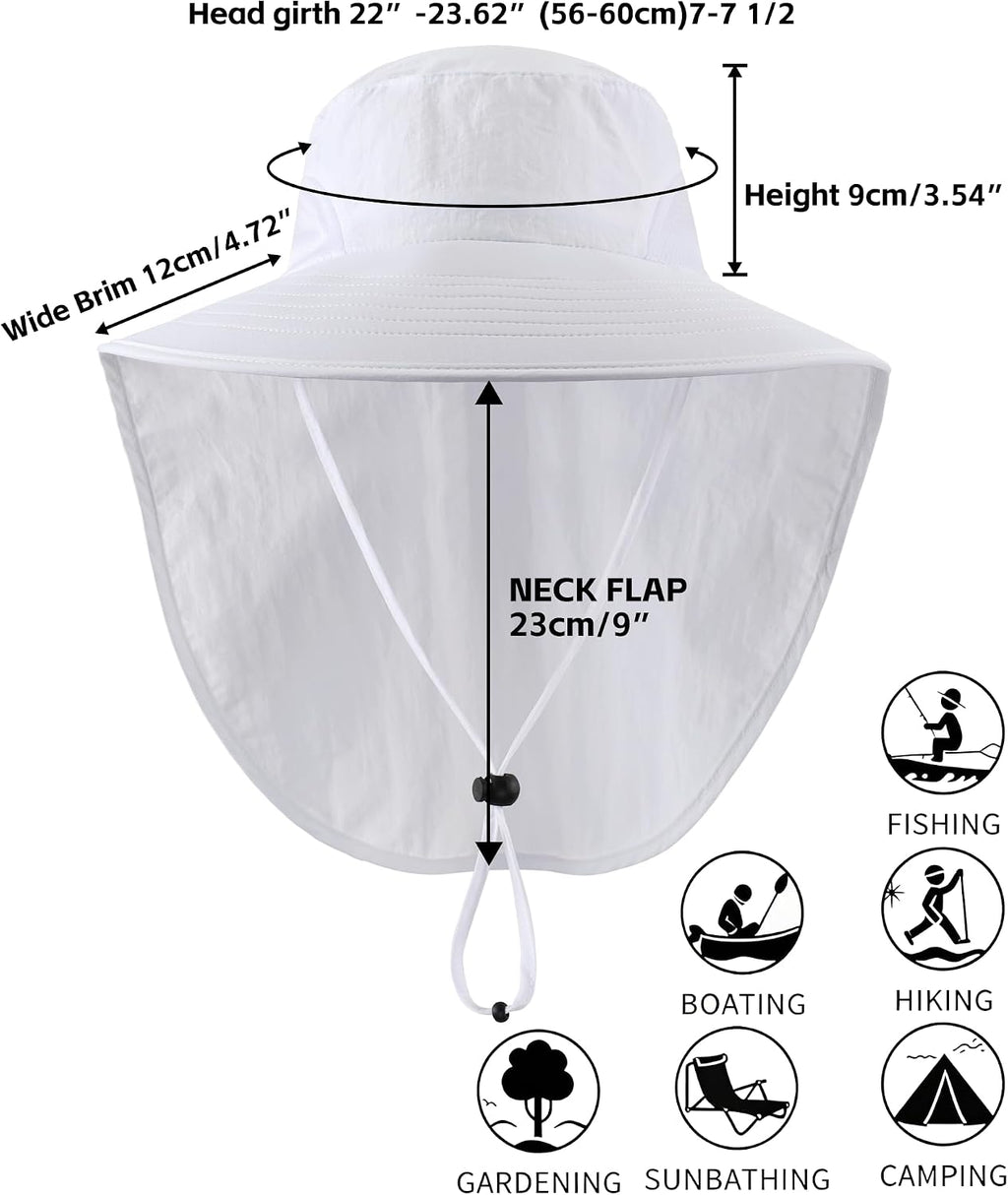 Home Prefer Outdoor UPF50+ Sun Hat Wide Brim Mesh Fishing Hat with Neck Flap