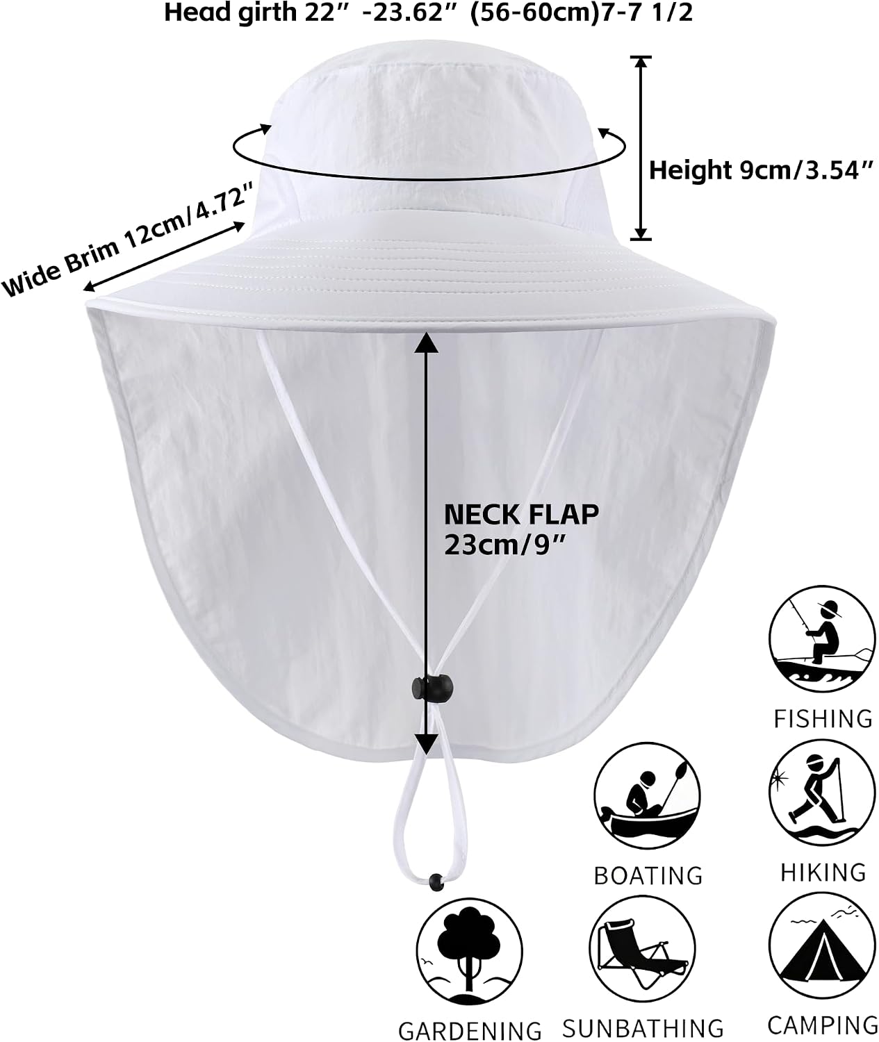 Home Prefer Outdoor UPF50+ Sun Hat Wide Brim Mesh Fishing Hat with Neck Flap
