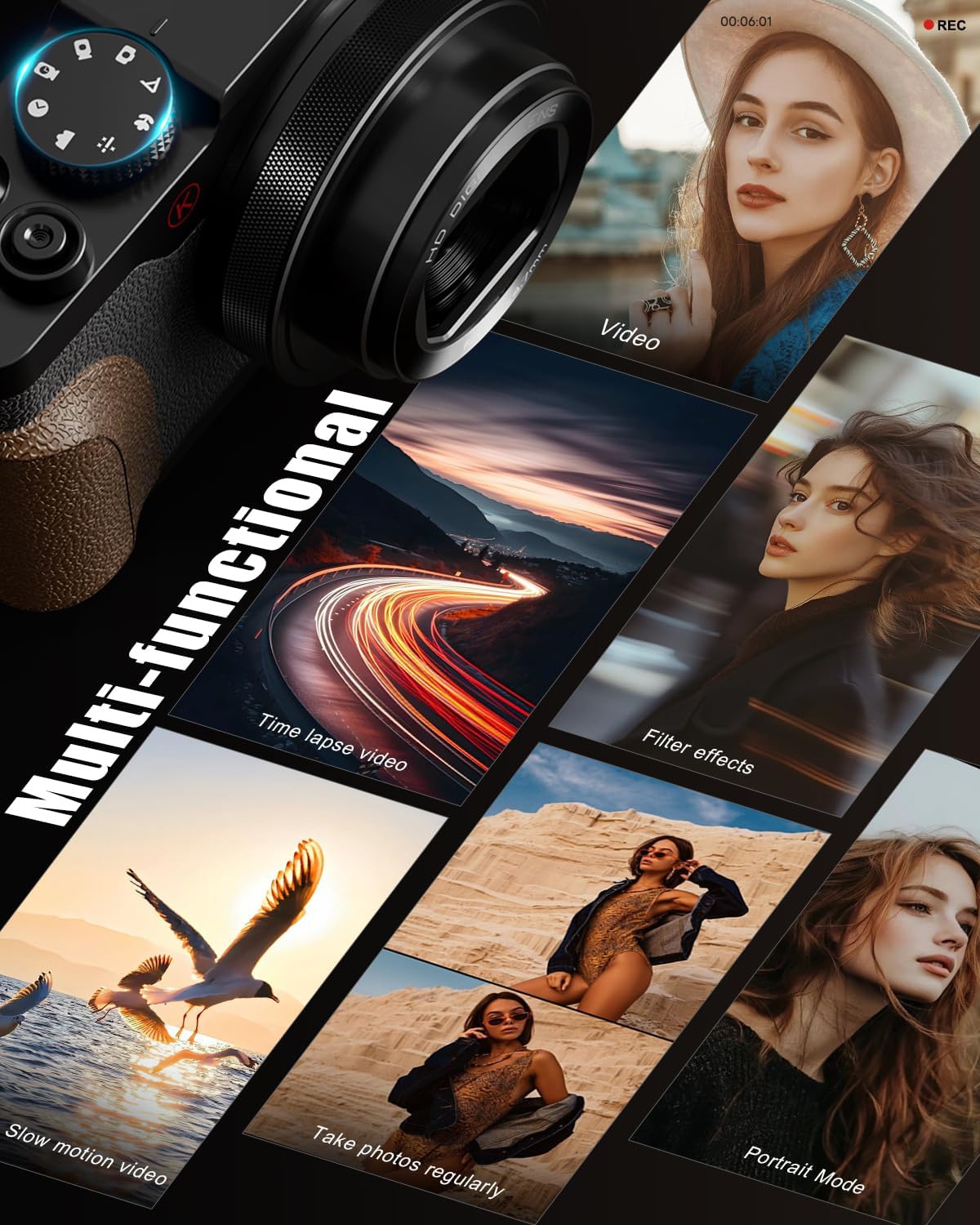 NBD 5K 64MP Digital Cameras for Photography, 18X Digital Zoom, Flip Screen