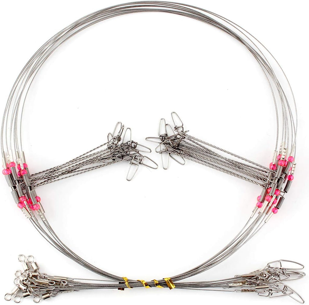 Fishing Leaders, Fish Line Stainless Steel Wire with Swivels Snap Connect Fishing Gear and Equipment Tackle Kit, for Lures Bait Rig Or Hooks, Fishing Gift
