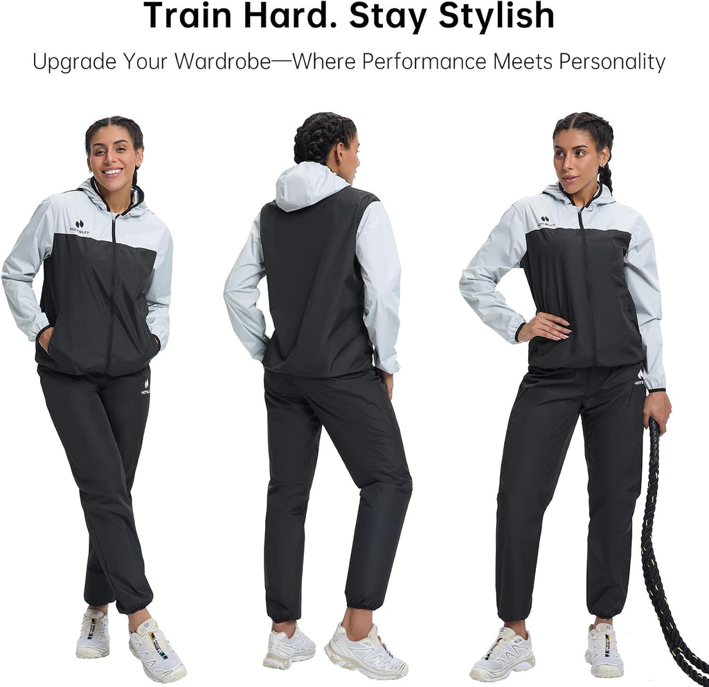 HOTSUIT Sauna Suit for Women Weight Loss Sweat Suits Sauna Jacket Pant Machine Washable Anti Rip for Gym Workout Exercise