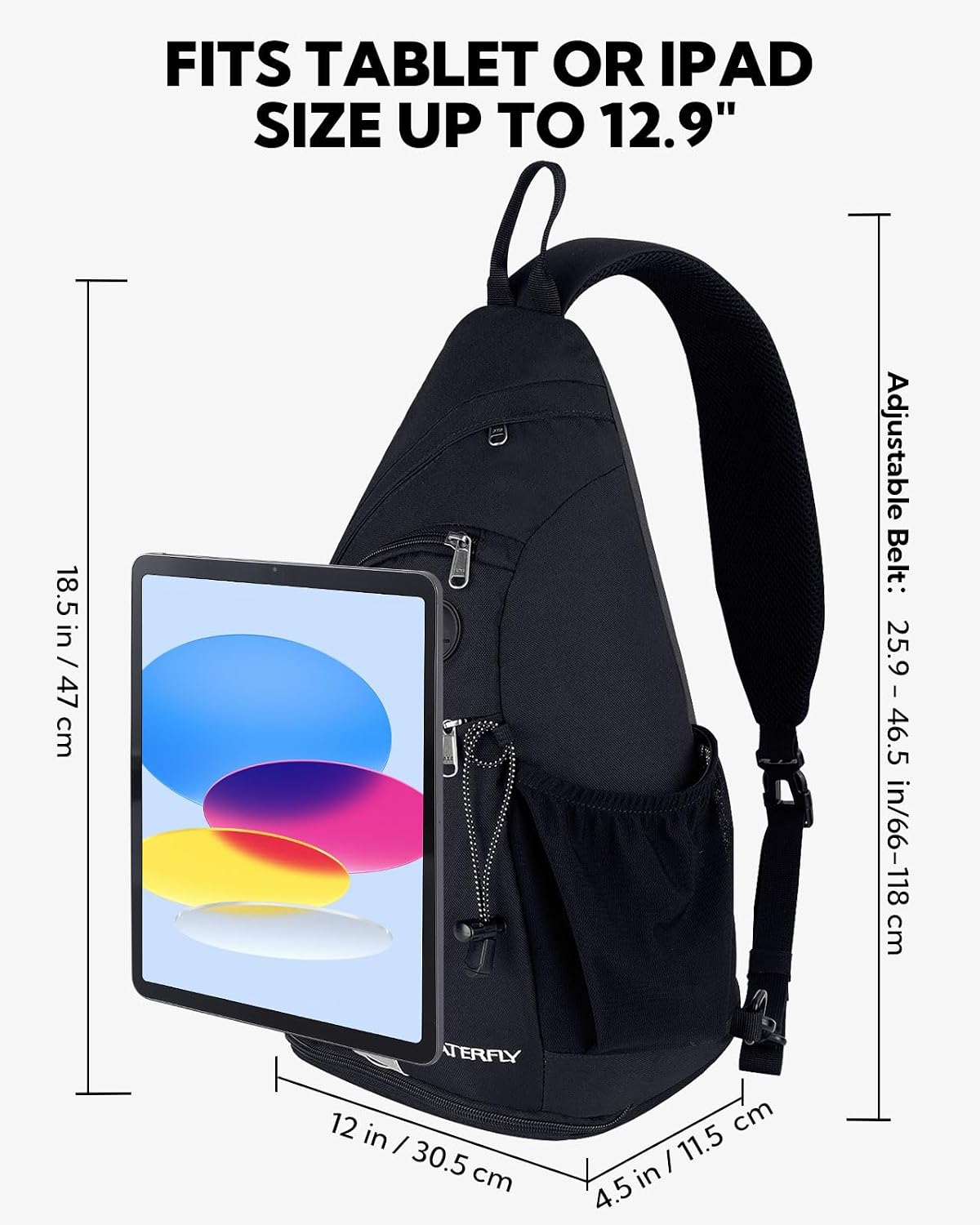 WATERFLY Large Sling Bag Crossbody Backpack Chest Pack for Men Women