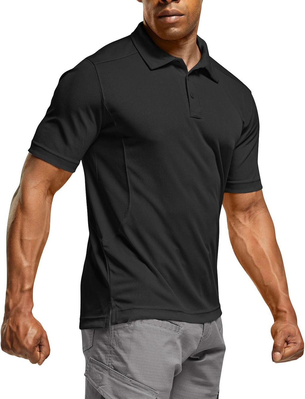 CQR Men's Quick Dry Tactical Polo Shirt, Lightweight Breathable Performance Polo, Short Sleeve UPF 50+ Outdoor Golf Shirt