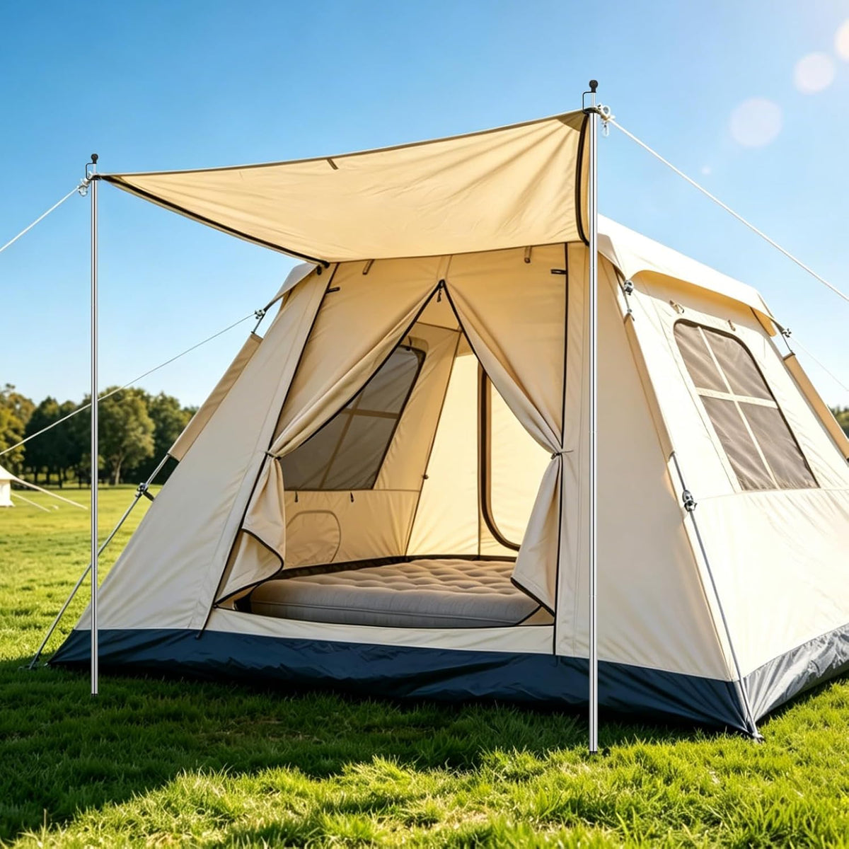 SANLIKE 4 Sets Tarp Poles 95in Telescoping Stainless Steel Tent Poles