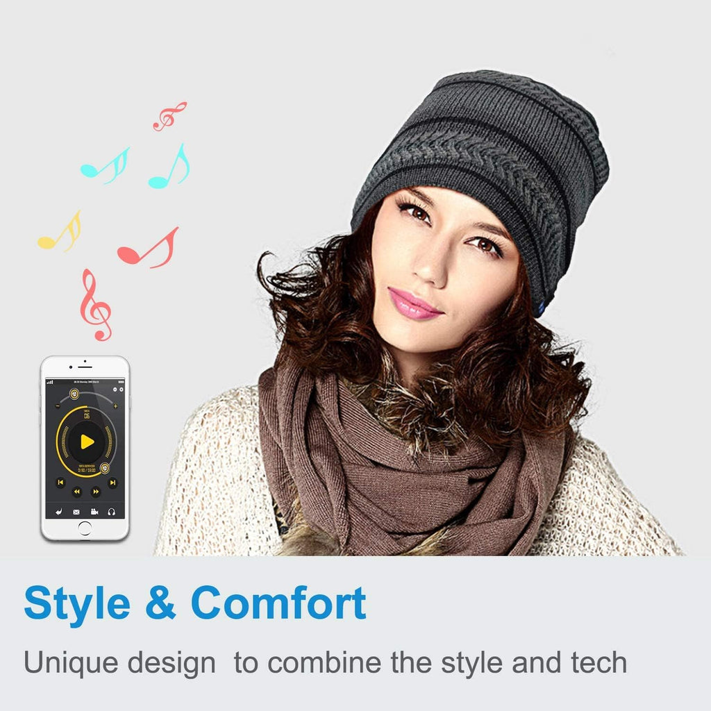 Rotibox Bluetooth Beanie Hat with Headphones for Outdoor Sports Xmas Gifts