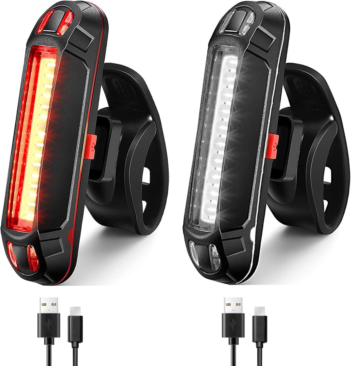 Bike Tail Light Ultra Bright Bicycle Rear Light 2 Pack USB Rechargeable LED Safety Lamp Cycling Night Riding Essential Warning Waterproof 5 Modes Road Reflector Flasher