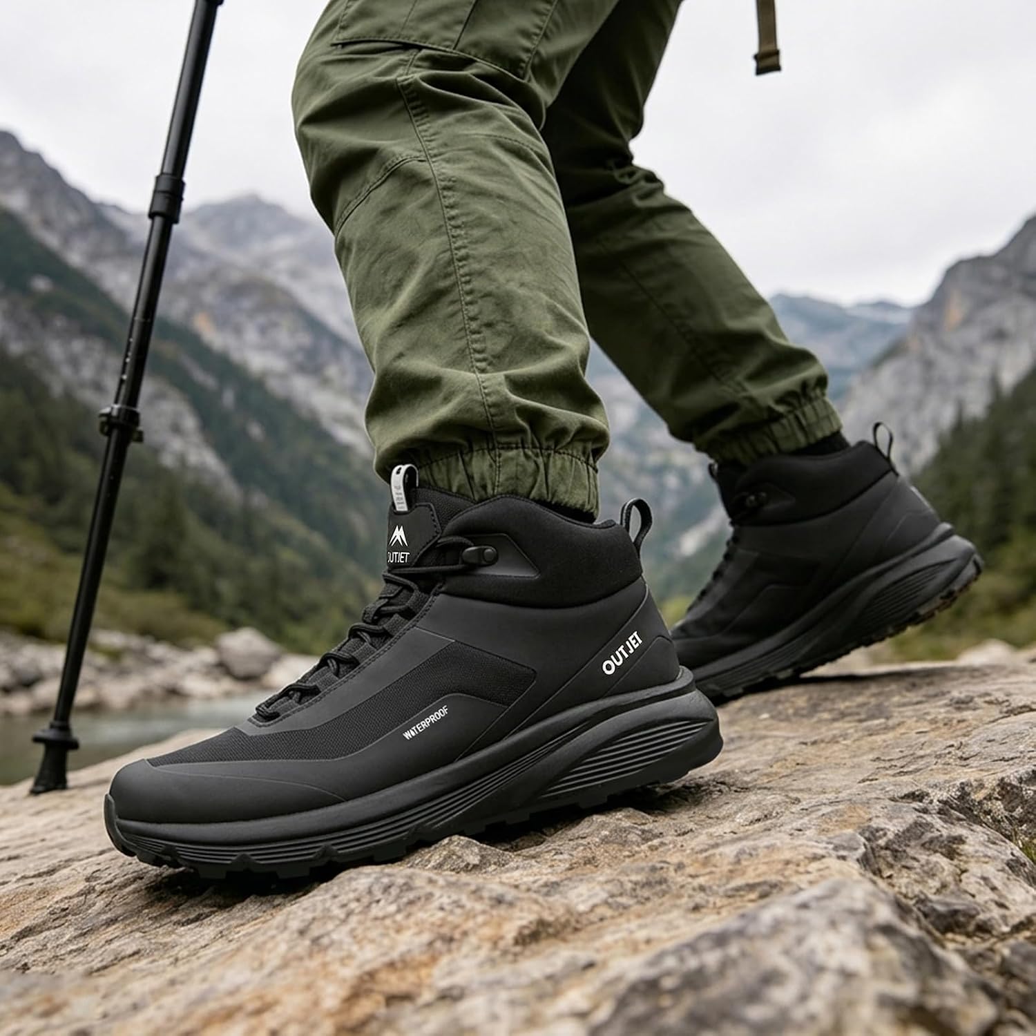 Men's Waterproof Hiking Boots Lightweight Comfortable Outdoor Walking Trail Boots Shoes