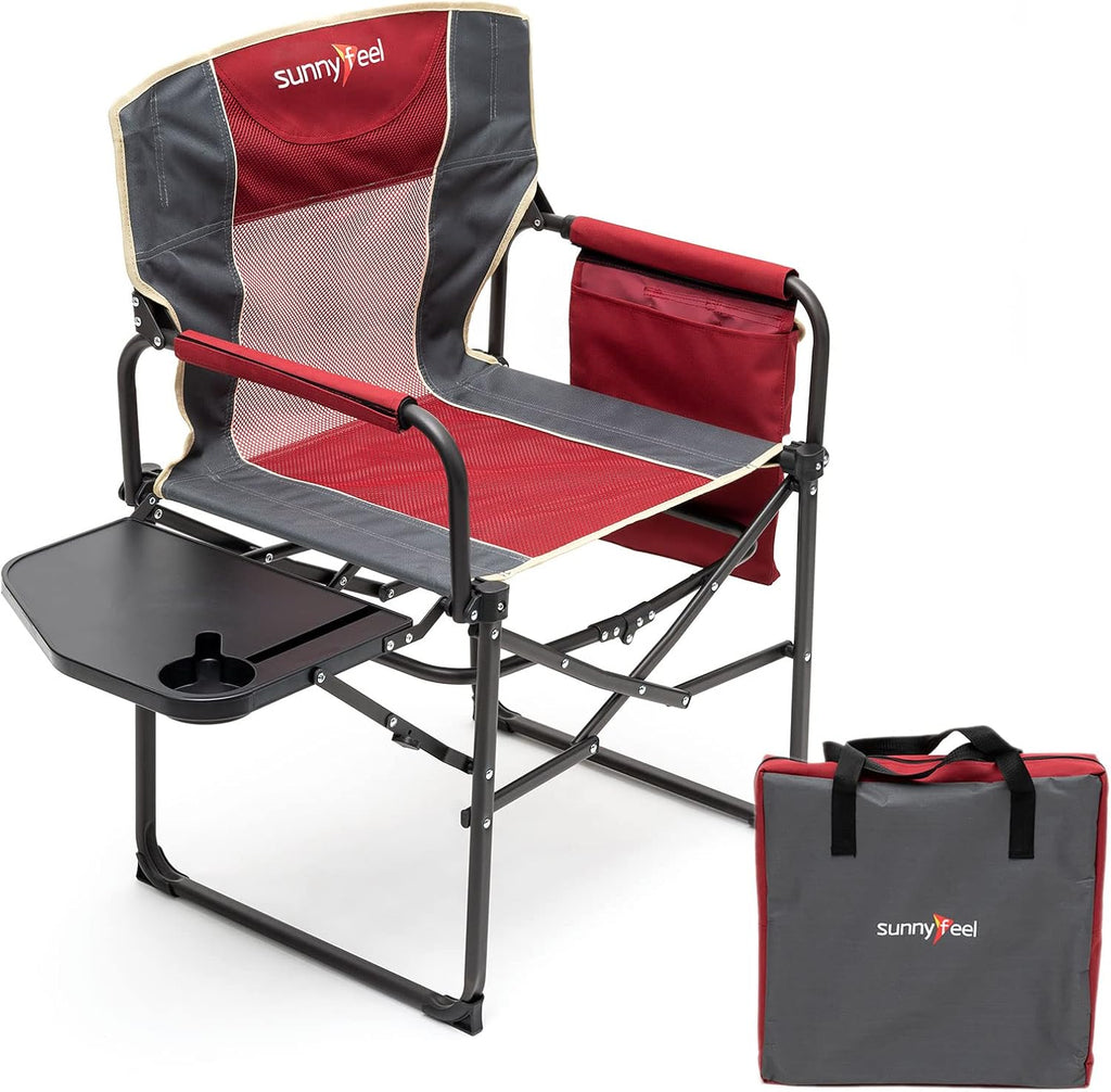 SUNNYFEEL Oversized Camping Chair Portable Directors Chairs with Side Table