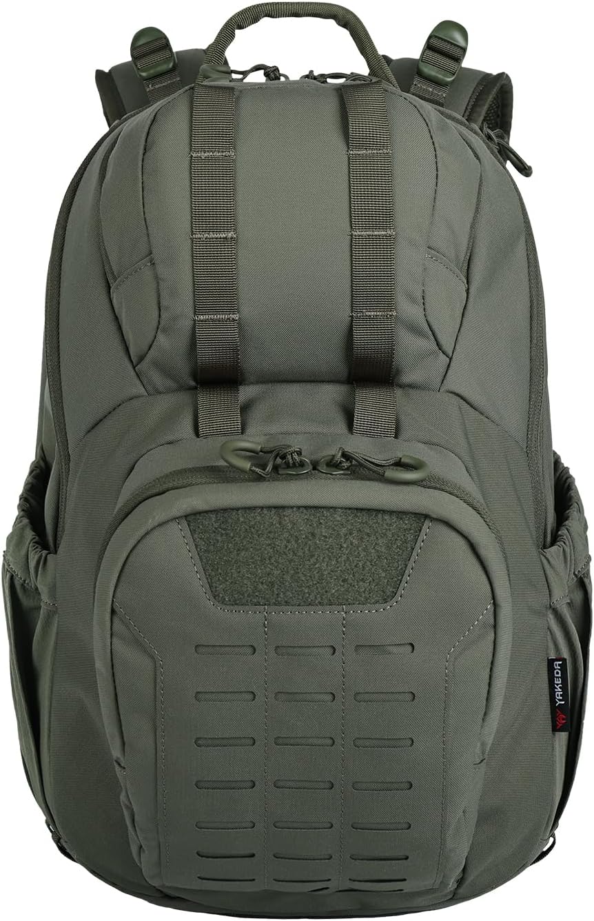 vAv YAKEDA 500D NylonTactical Military Backpack for Men,Fit 12.6-15.6 inches Laptop, Daily Bag for Hiking,hunting,running (Green)