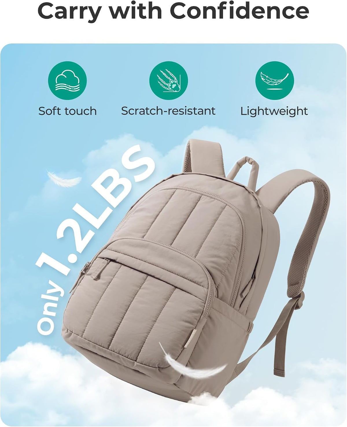 BAGSMART College Laptop Backpack,Cute Travel Backpack for Women,Quilted Computer Bookbag