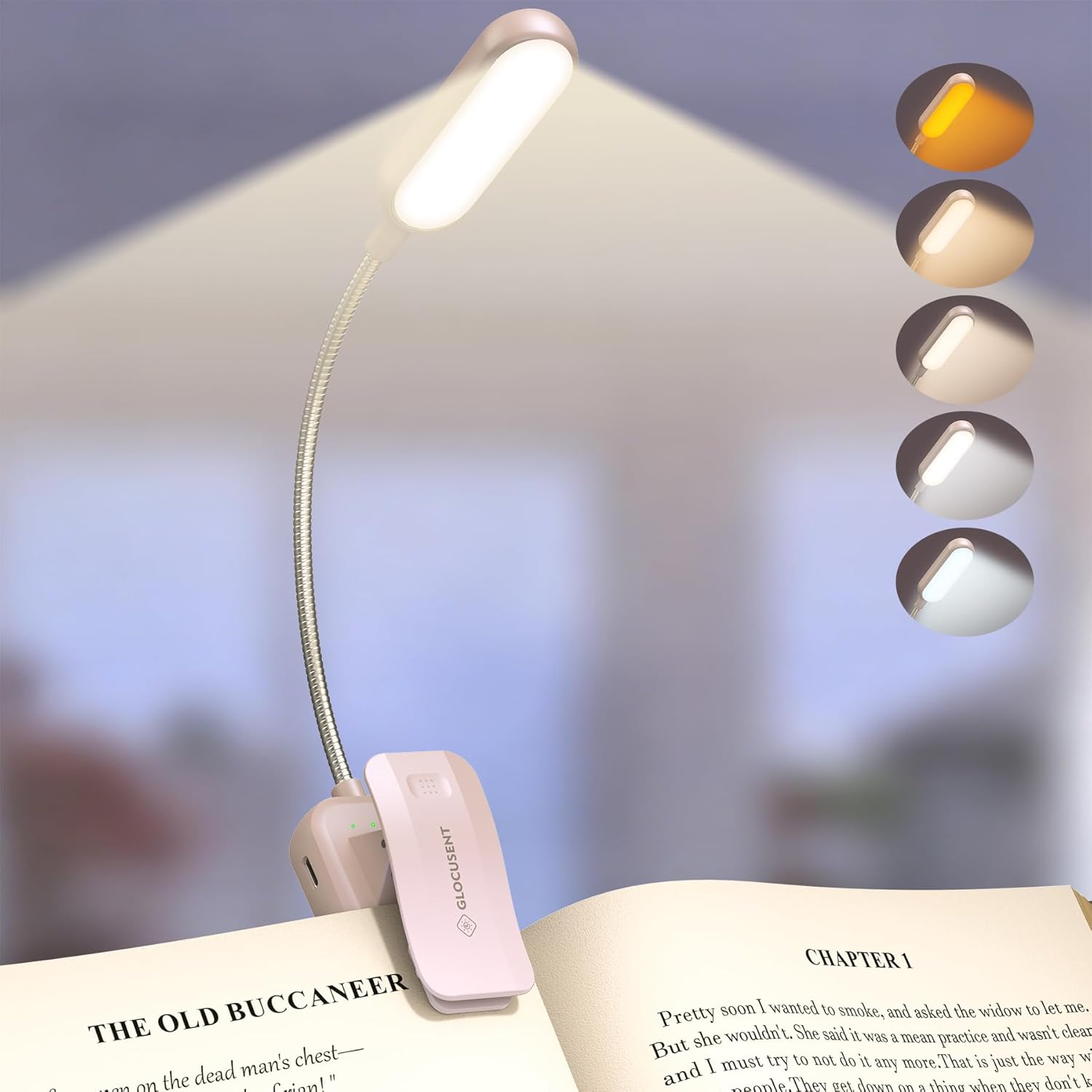 Glocusent 20 LED Reading Lights for Books in Bed, Eye Caring Reading Light