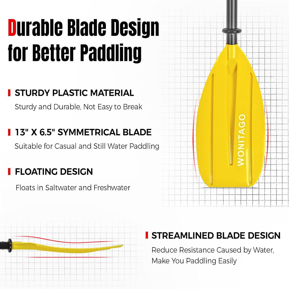 Kayak Paddle, Adjustable and Portable Kayaking Oar, 5-Piece