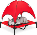 Best Choice Products 36in Elevated Dog Bed w/Removable Canopy, Red