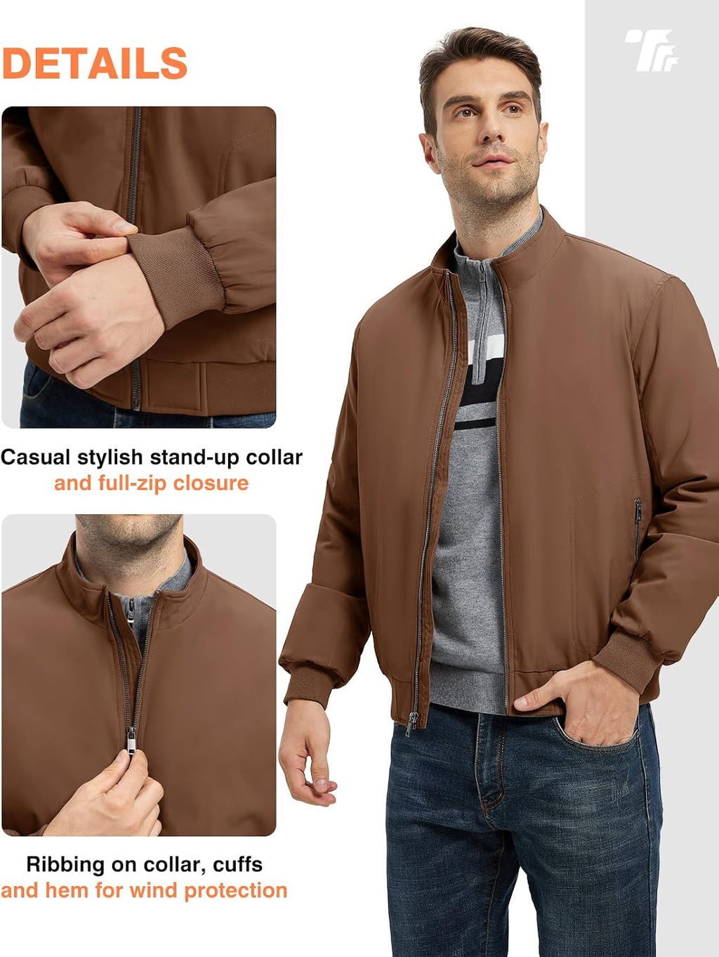 TBMPOY Men's Winter Jackets Bomber Padded Casual Windbreaker Warm Fall Coat