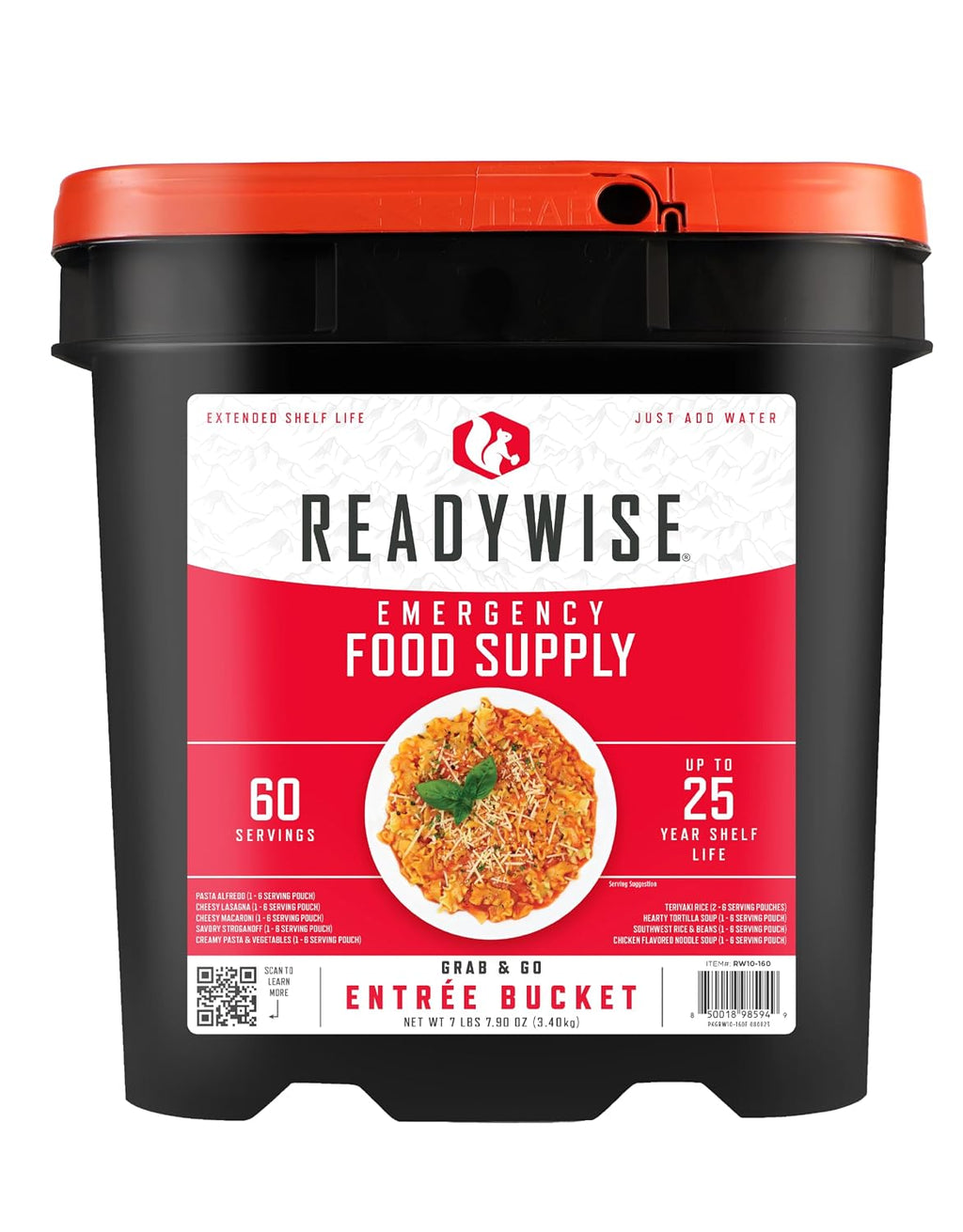 READYWISE Emergency Food Survival Supply Entrée Bucket, 60 Servings