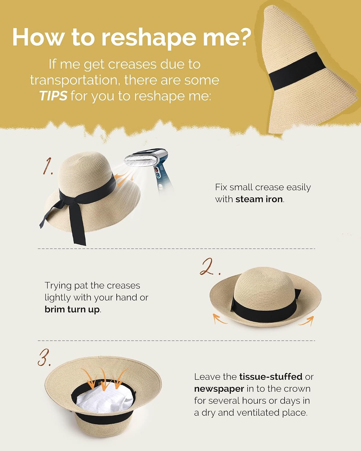 FURTALK Womens Beach Sun Straw Hat Wide Brim UV Protection Travel Hat