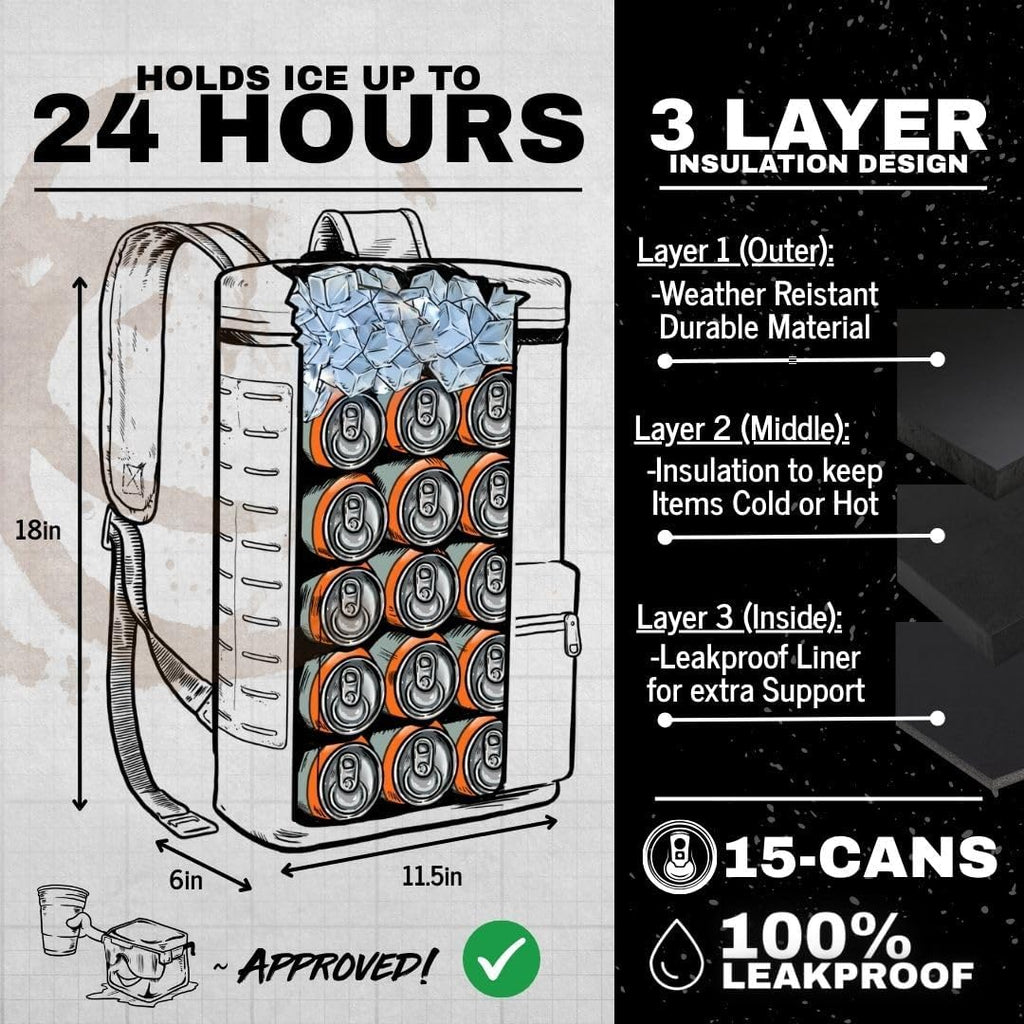 SHITI Coolers Cooler for Camping, Travel, Beach, Soft Lunch Box for Food, Drinks & Ice, Portable, Waterproof 24 Hr Insulated Bag with Shoulder Straps, Customizable
