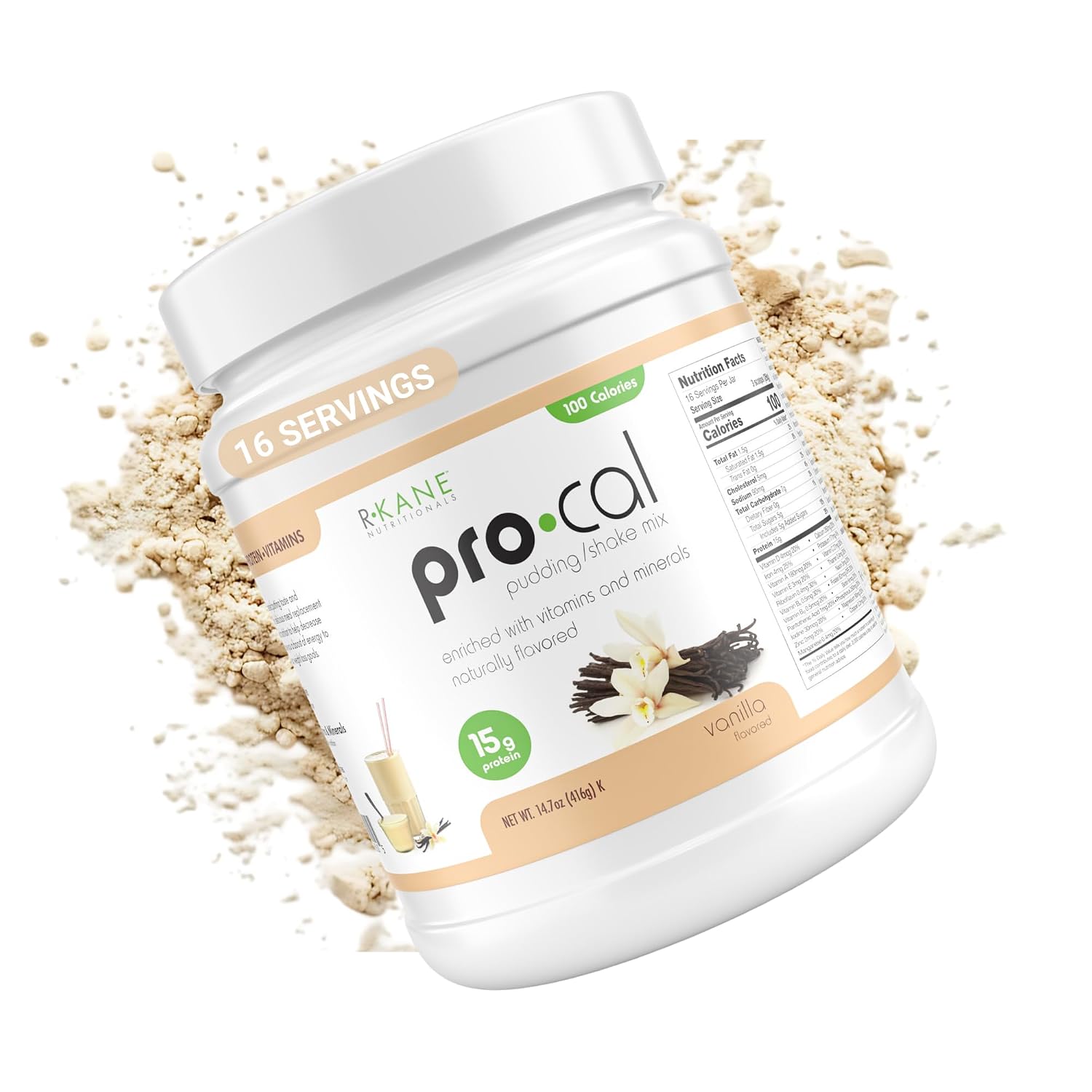 Pro-Cal Vanilla Meal Replacement Powder, 14.07 oz – High Protein, Low Calorie Shake & Pudding Mix – 16 Servings, Delicious & Easy to Prepare – Supports Healthy Weight Management, Vanilla