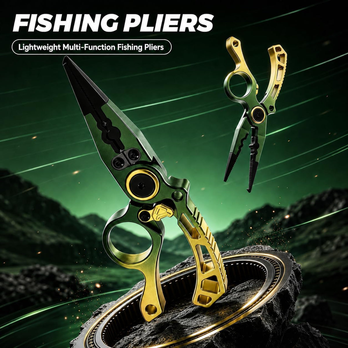 Saltwater Fishing Pliers, Split Ring Pliers with Tungsten Cutter & Lanyard
