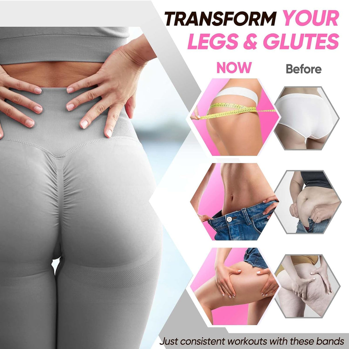 Ankle Resistance Bands with Cuffs, Workout Sets for Women, Resistance Bands for Working Out, Exercise Band for Leg Booty, Home Gym Workout Equipment, Ankle Weights Fitness Band Set