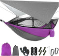 Camping Hammock with Mosquito Net & Rain Fly Tent Tarp & Tree Straps Portable Strong Nylon Hammock Tent w/Storage Bag for Camping Hiking Backyard Outdoor Backpacking Travel