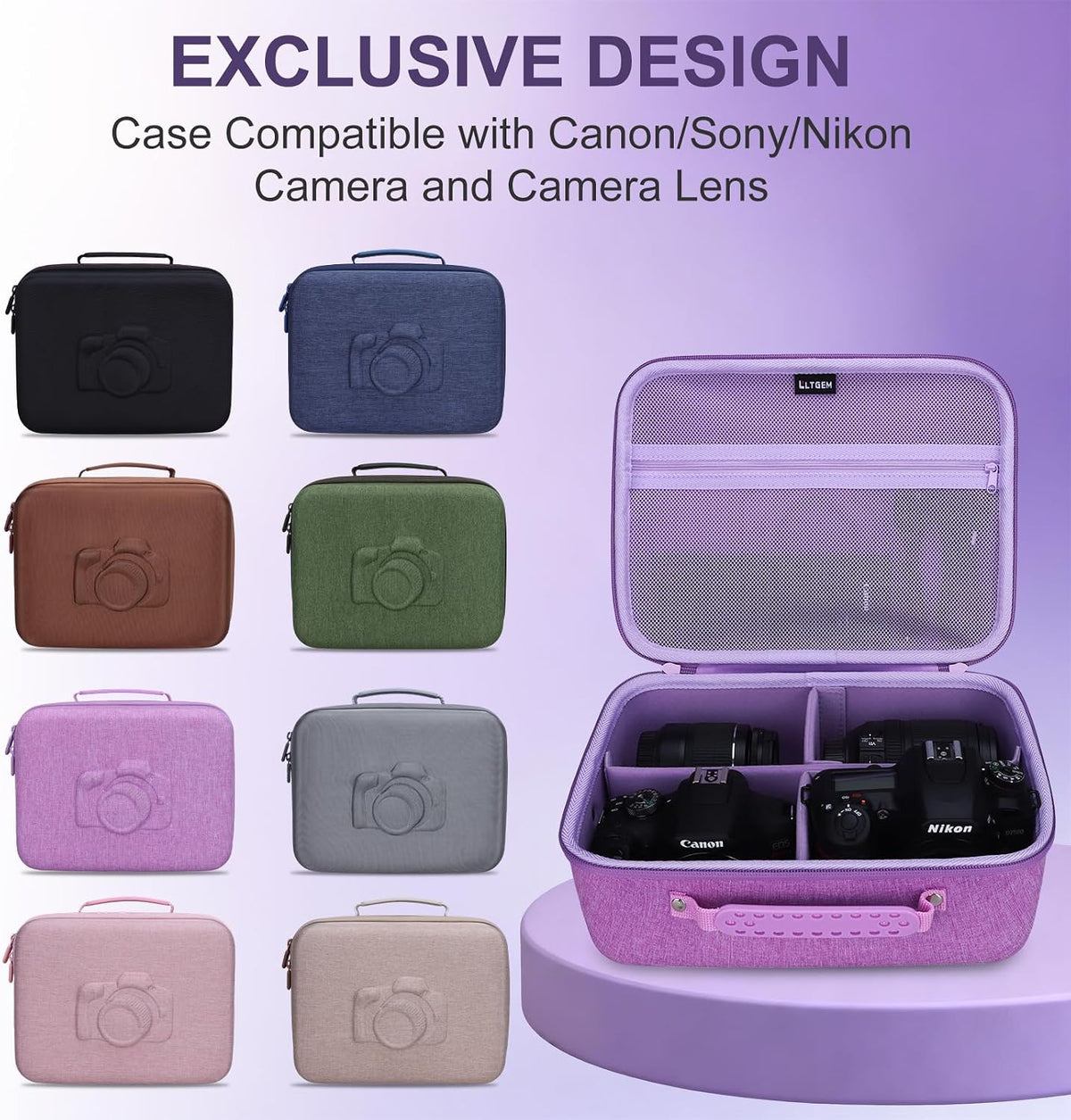 Medium Camera Case Bag for Canon/Sony/Nikon Camera and Multiple Lens Black