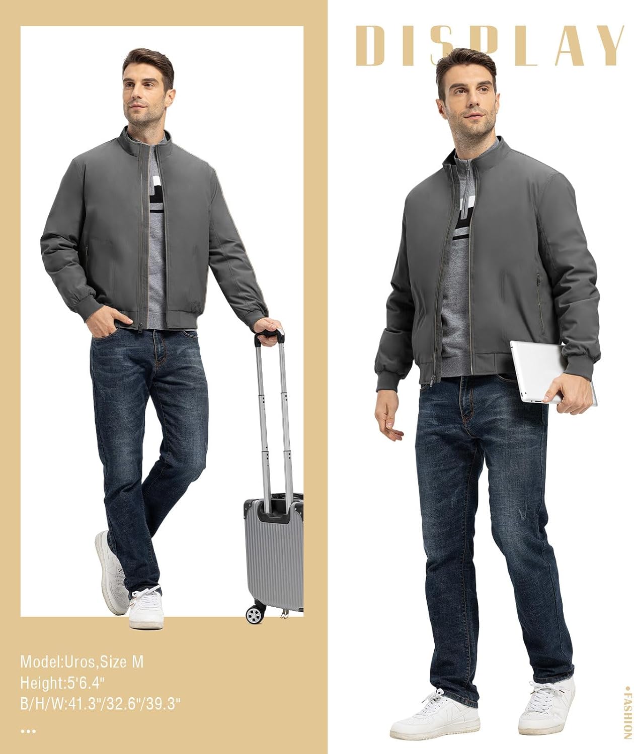 TBMPOY Men's Winter Jackets Bomber Padded Casual Windbreaker Warm Fall Coat