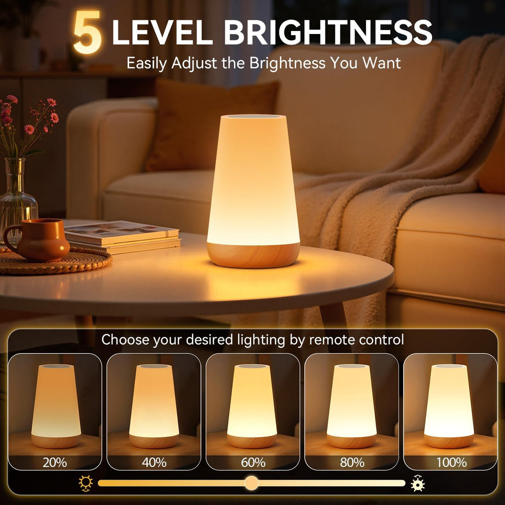 Auxmir Rechargeable Night Light, 13-Color Remote Control Lamp, Light Brown