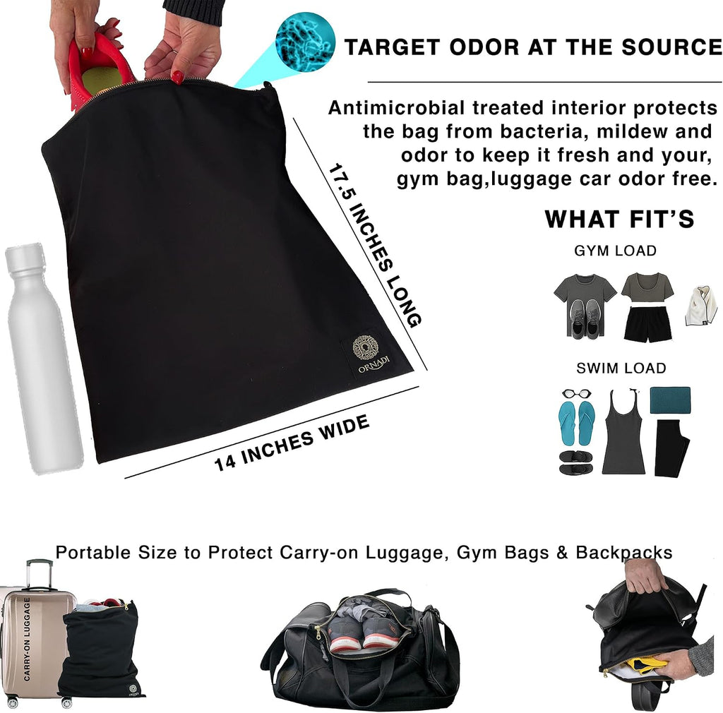 Ornadi Antimicrobial Wet Gym Clothes Bag Waterproof Bacteria Odor Control