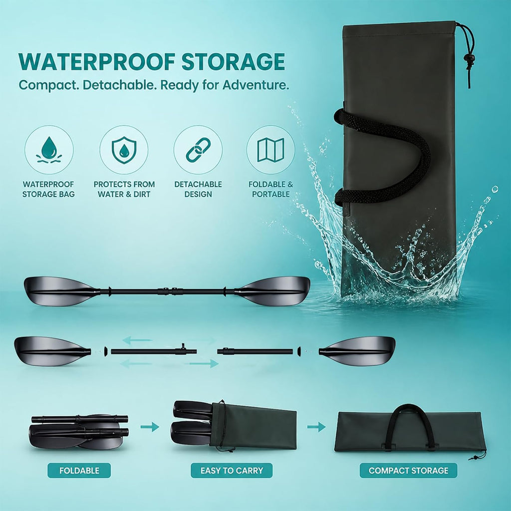 Youth Kayak Paddle,4 Piece Kayak Oar with Waterproof Storage Bag Wide Blade Adjustable Kayak Paddle Teens Beginners Kayaking Canoeing Fishing Boating Lake River Ocean.