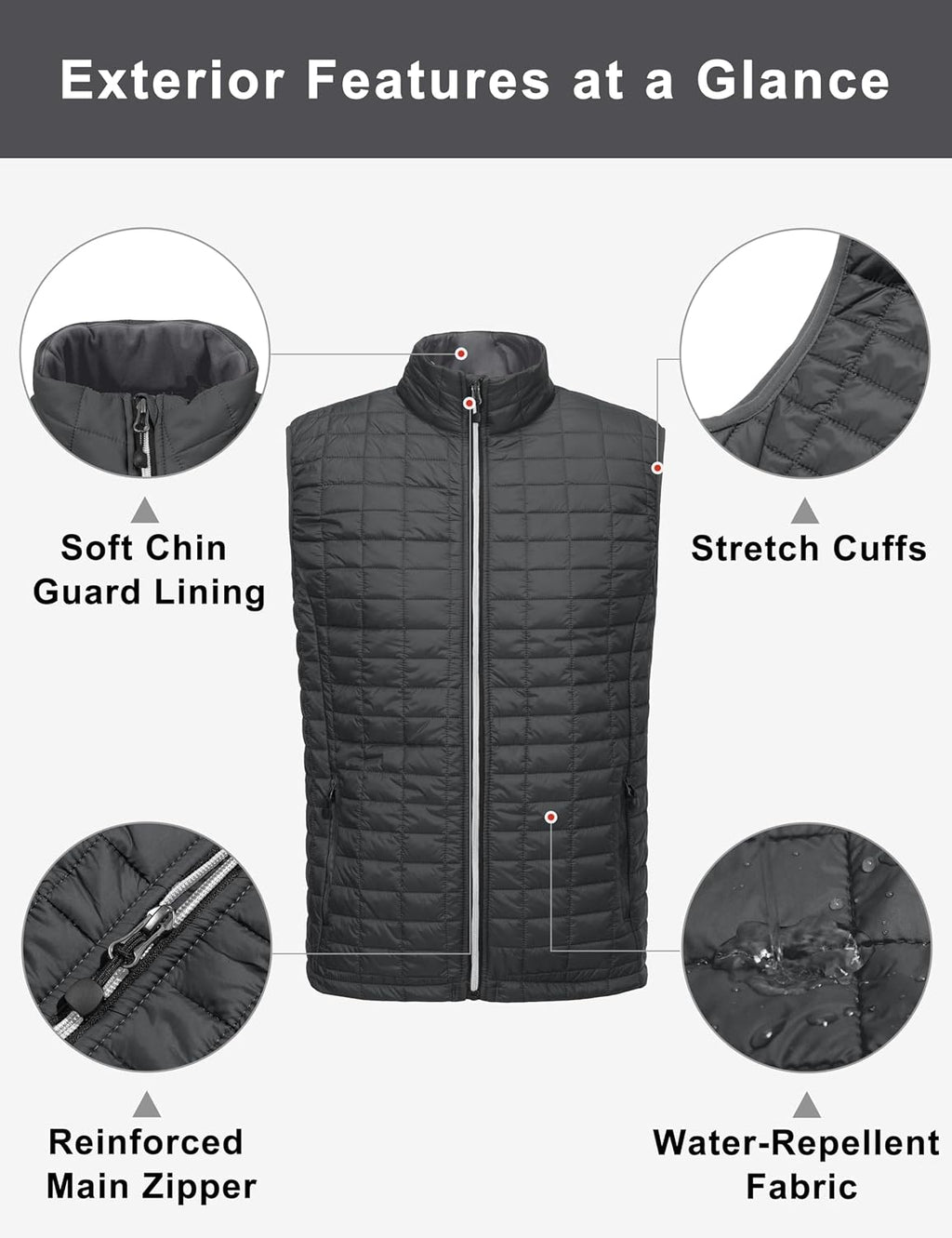 Little Donkey Andy Men's Puffer Vest, Lightweight Warm Sleeveless Jacket for Hiking Travel Golf