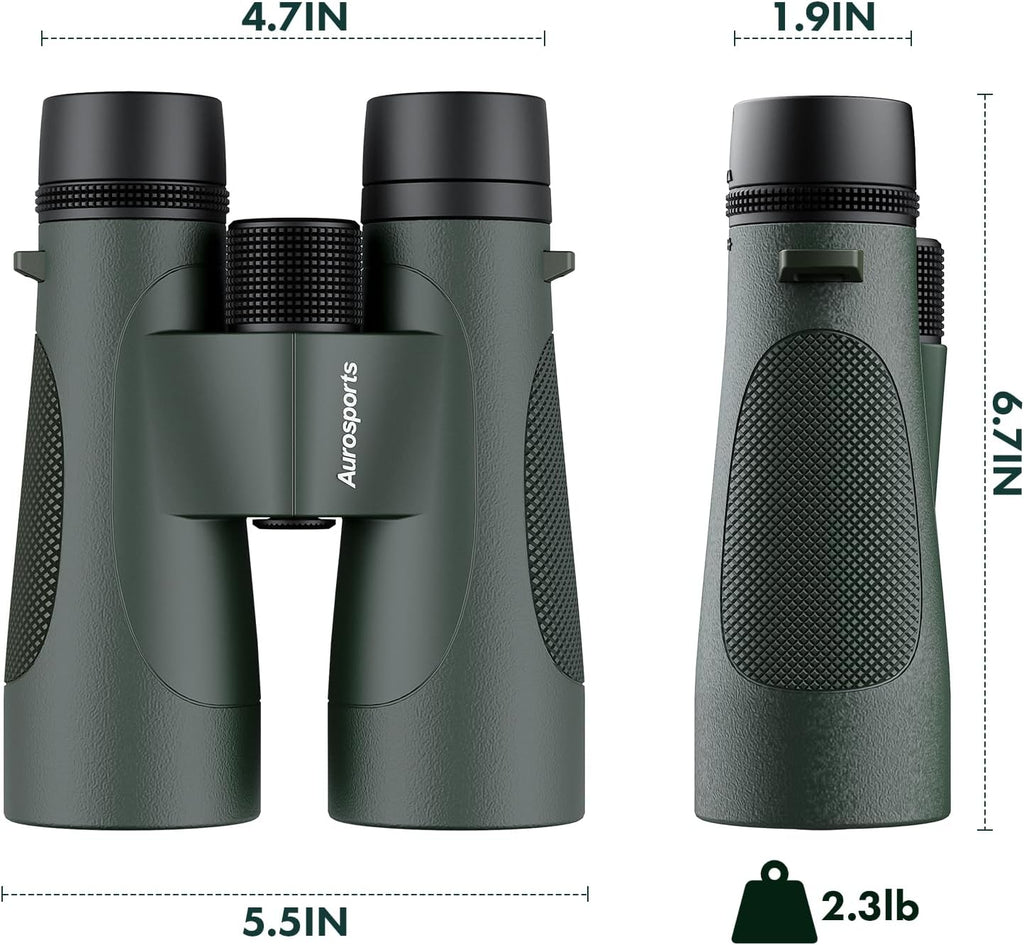 Aurosports 15x52 Waterproof Binoculars for Adults Hunting Binoculars Green