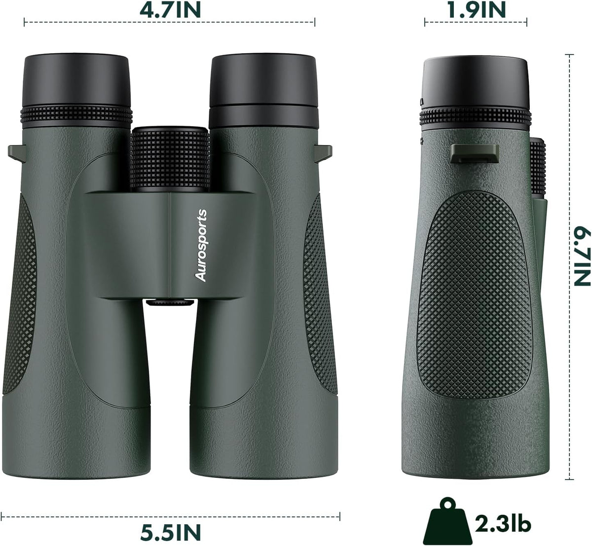 Aurosports 15x52 Waterproof Binoculars for Adults Hunting Binoculars Green