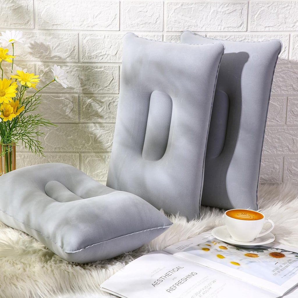 Geelin 20 Pack Inflatable Pillows for Camping Charity Donations, Grey
