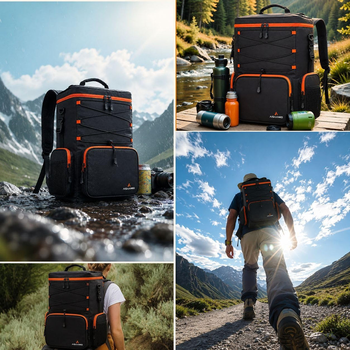 35L Insulated Cooler Backpack (35 Cans) - Leakproof Soft Sided Backpack Cooler with Anti-Theft Pocket & Bottle Opener - Beach, Hiking, Camping, Tailgate - Gift for Men & Women