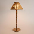 Bamboo Cordless LED Table Lamp – Rechargeable 24-Hour Battery, Dimmable Warm Light, Portable Wireless Lamp with Remote for Indoor/Outdoor Use, Home, Patio, Restaurant – (NATURAL RATTAN), 14.95" Tall