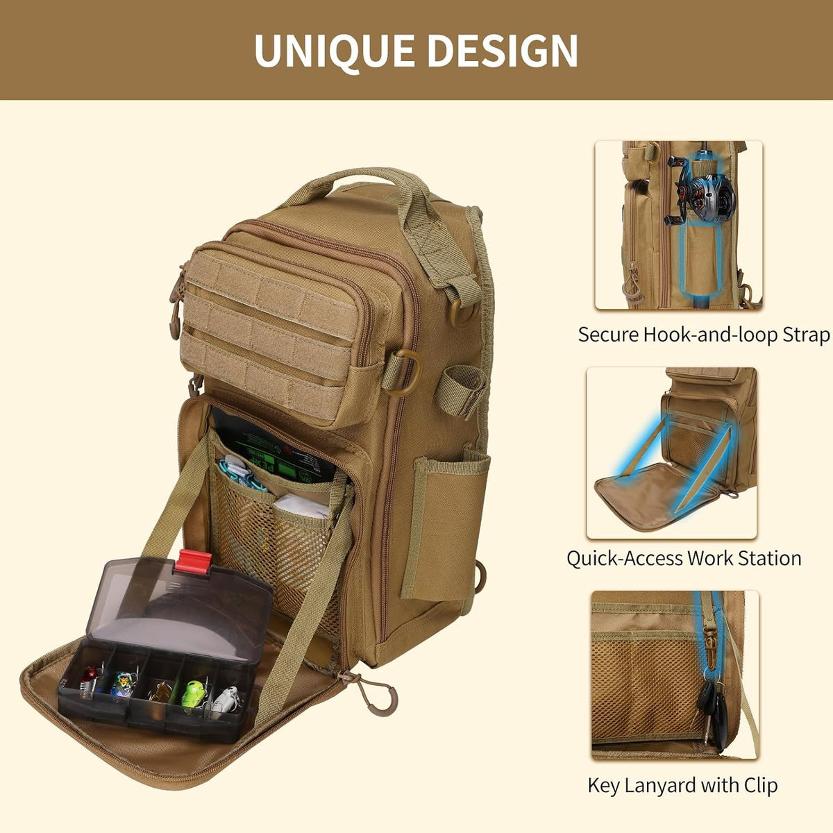 Fishing Backpack with Rod Holder, Fishing Tackle Bag