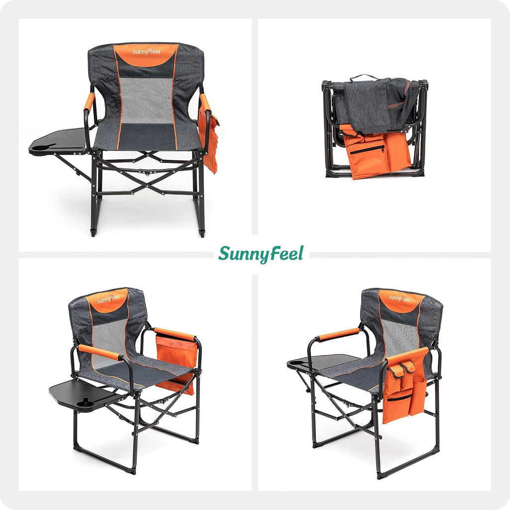 SUNNYFEEL Oversized Camping Chair Portable Directors Chairs with Side Table