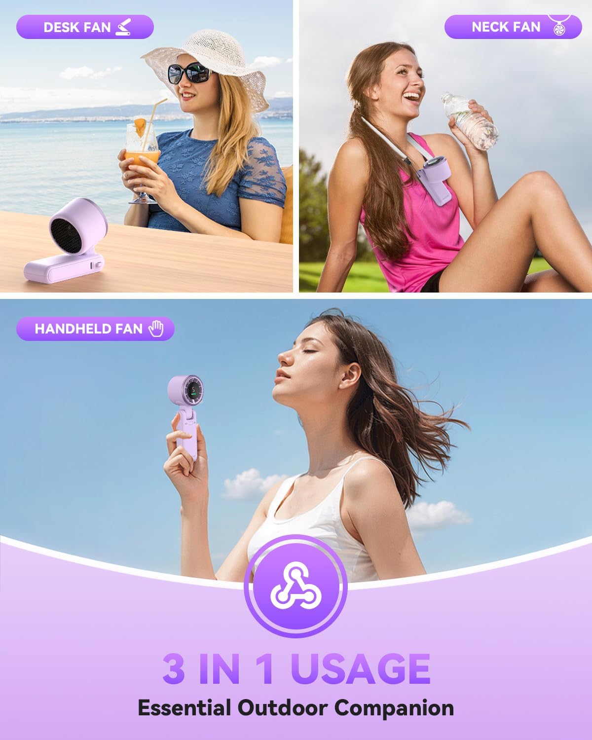 PlayHot Portable Handheld Turbo Fan, Travel Essentials, Gifts for Women/Men