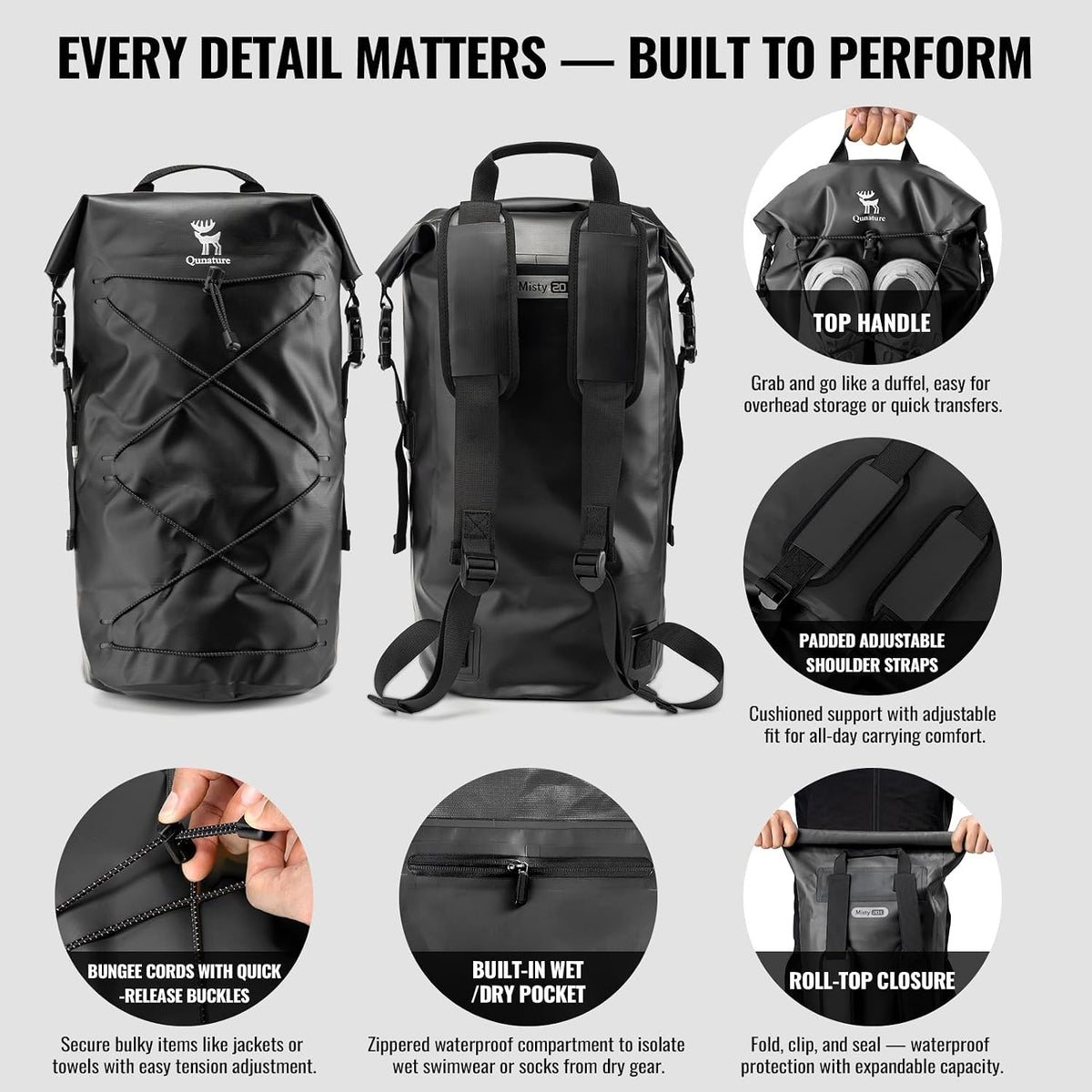 Dry Bag Waterproof Backpack 20L for Man & Woman, Roll Top Backpack