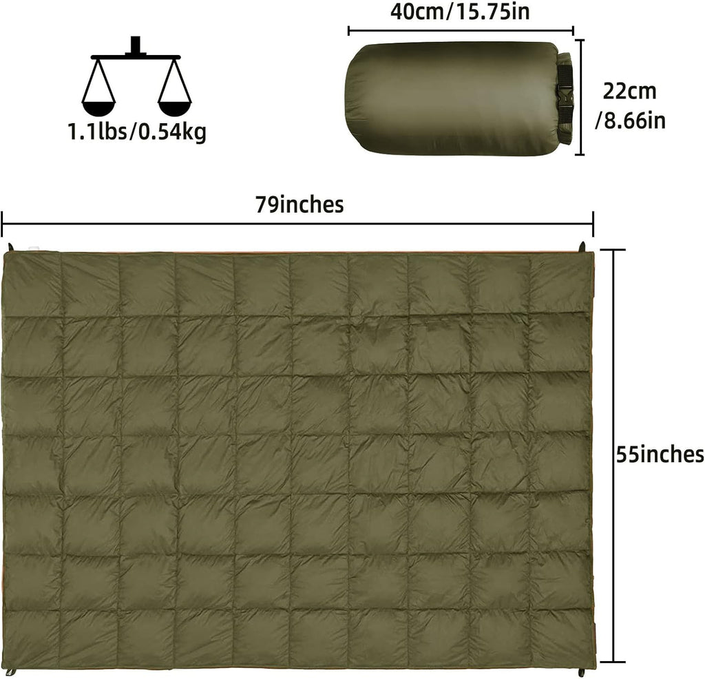 Outdoor Puffy Camping Blanket, Large Outdoor Blanket Waterproof, 55*79''