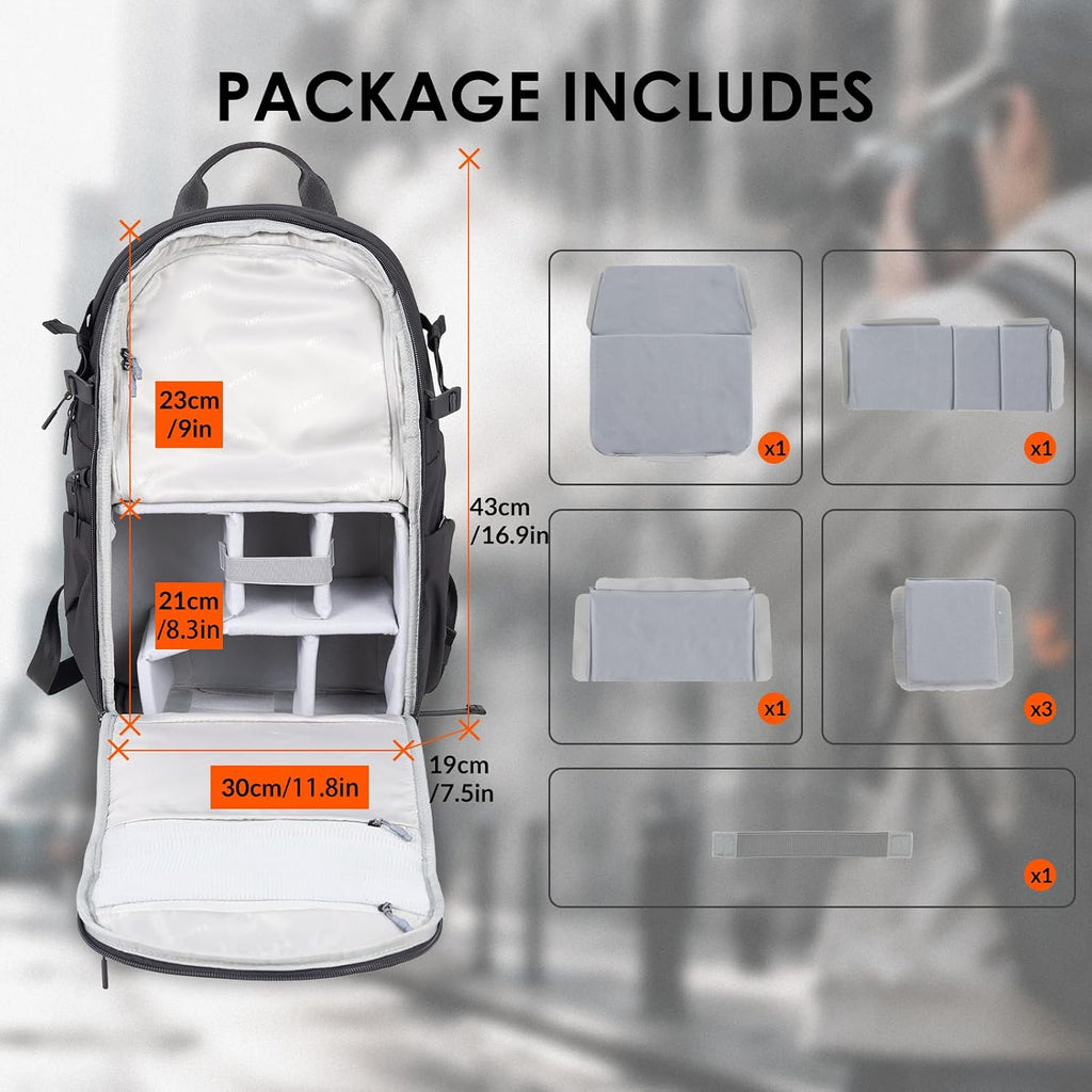 TARION Urban Camera Backpack for Photographers 21L ROVE FX21 Black