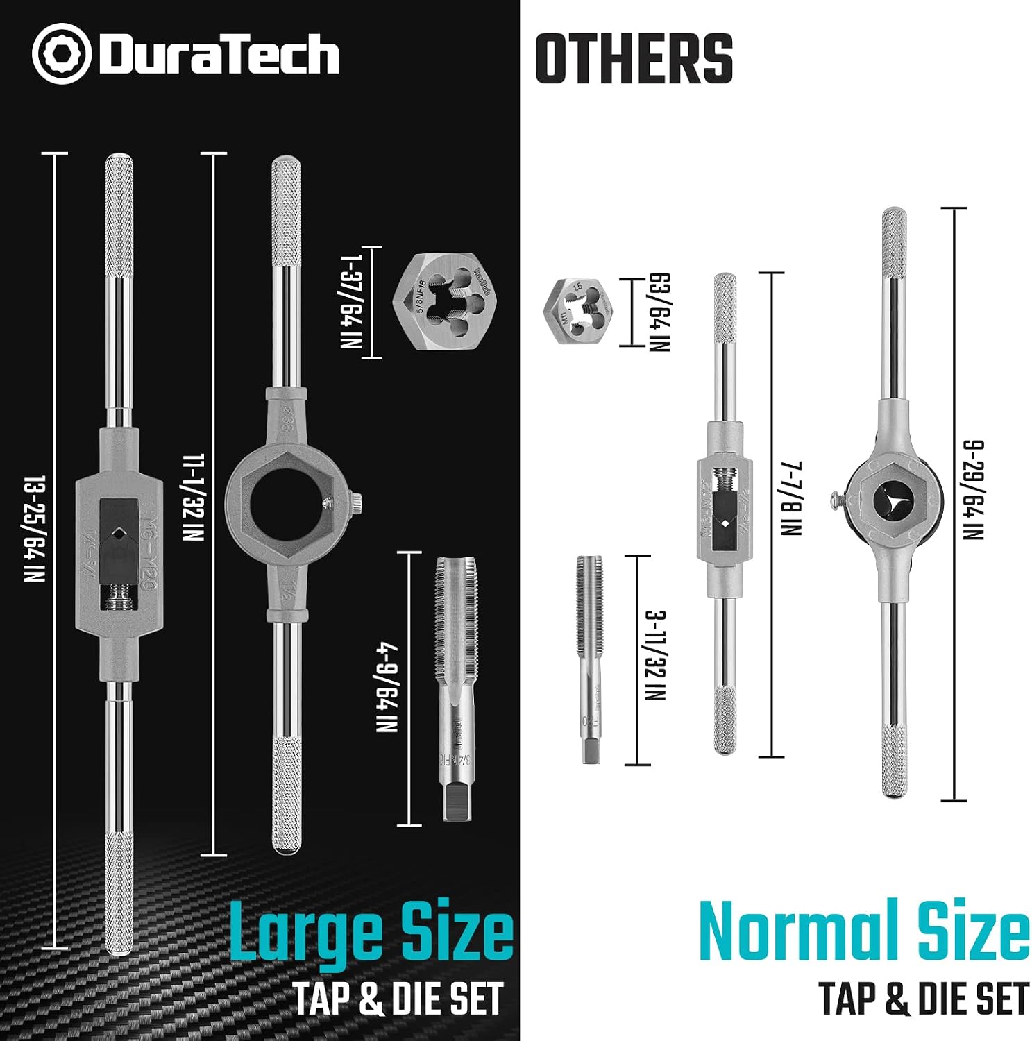 DURATECH Large Size Tap and Die Set, 23 Piece, Standard