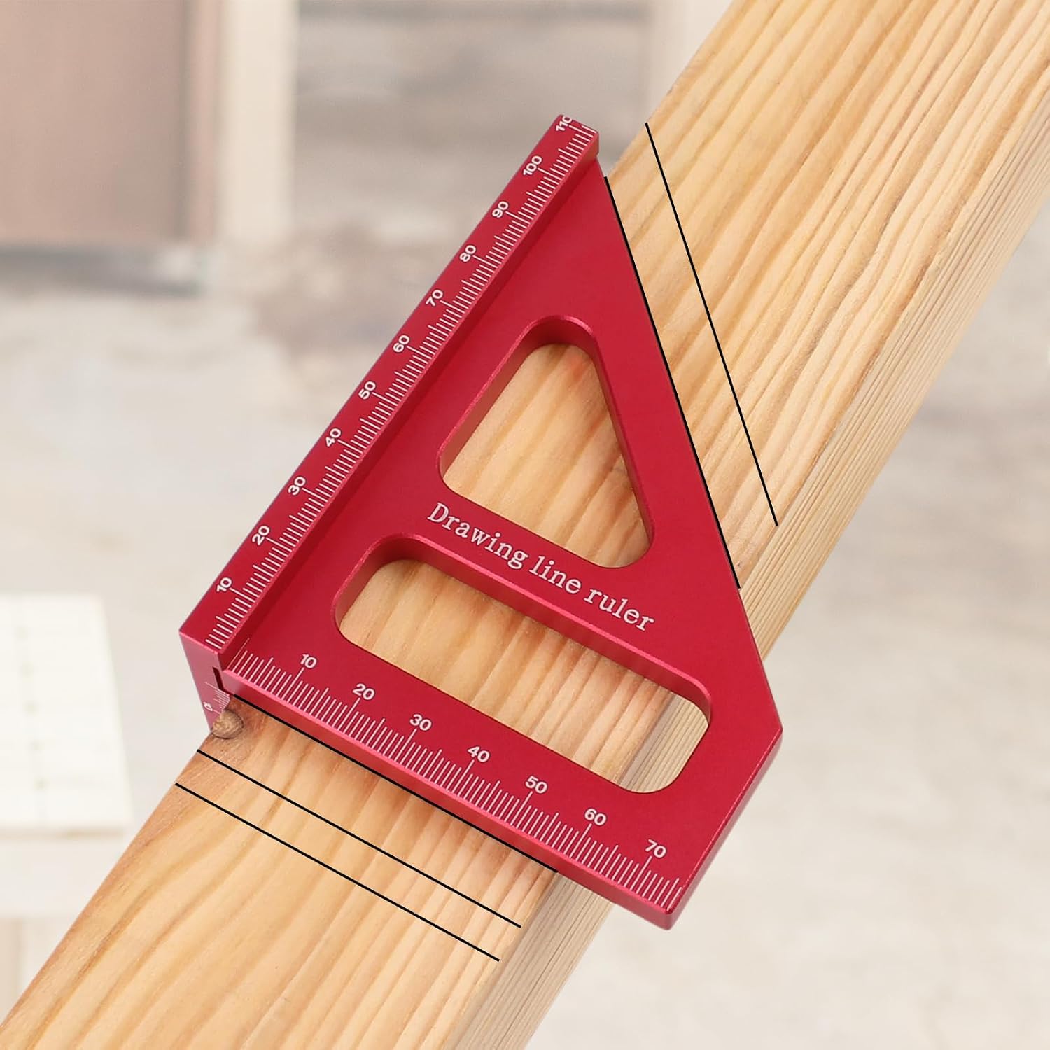 3D Multi-Angle Measuring Ruler,45/90 Degree Aluminum Alloy Woodworking Square Protractor,Drawing Line Ruler, Miter Triangle Ruler High Precision Layout Measuring Tool for Engineer Carpenter,R